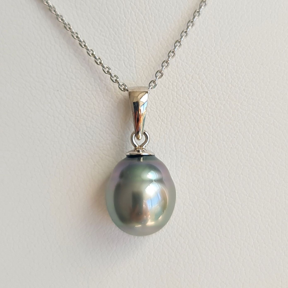 Poe - Pendentif Argent Rhodié et Véritable Perle de Tahiti