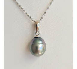 Poe - Pendentif Argent Rhodié et Véritable Perle de Tahiti