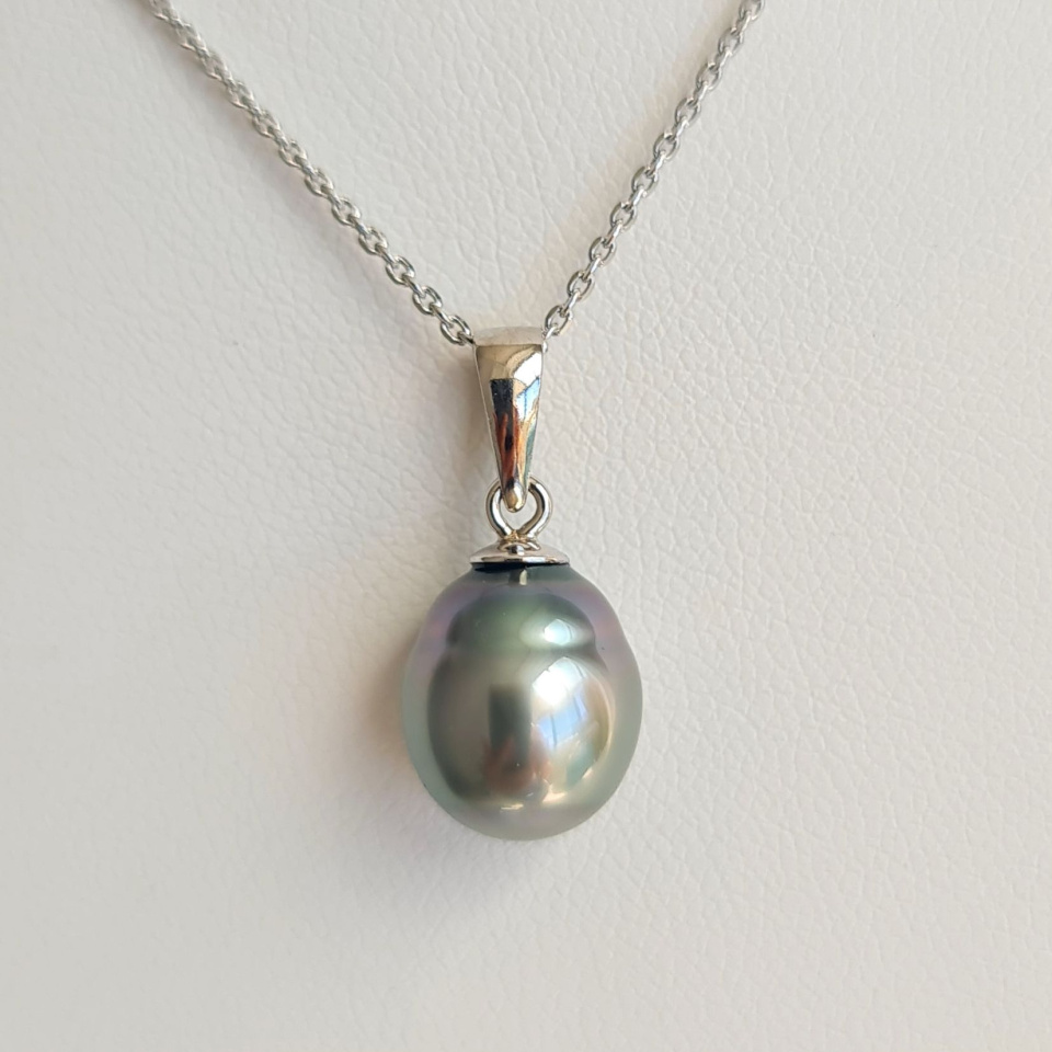 Poe - Pendentif Argent Rhodié et Véritable Perle de Tahiti