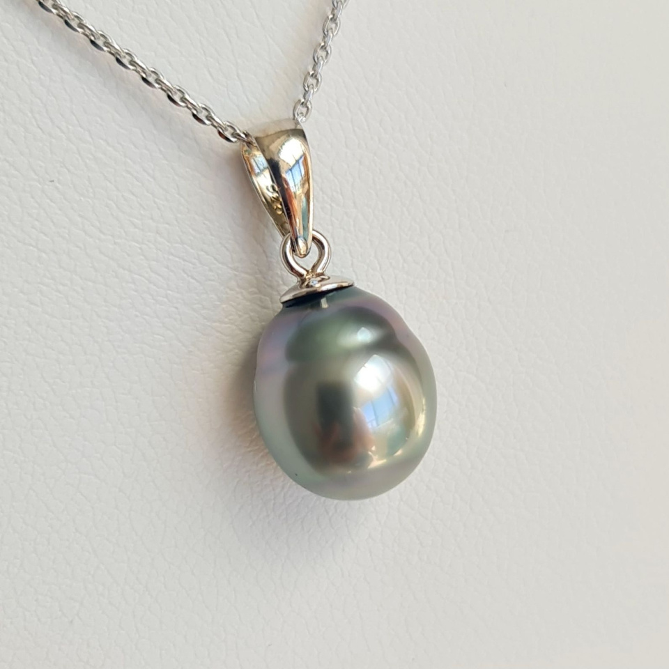 Poe - Pendentif Argent Rhodié et Véritable Perle de Tahiti