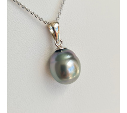 Poe - Pendentif Argent Rhodié et Véritable Perle de Tahiti