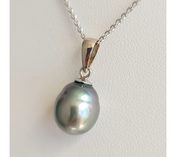 Poe - Pendentif Argent Rhodié et Véritable Perle de Tahiti