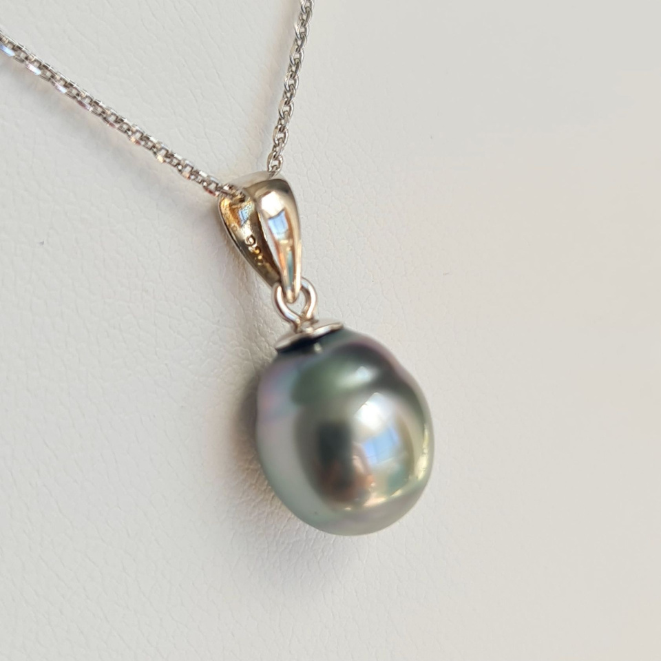 Poe - Pendentif Argent Rhodié et Véritable Perle de Tahiti