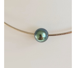 Atoll - Collier Argent Rhodié et Perle de Tahiti d'exception