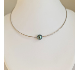 Atoll - Collier Argent Rhodié et Perle de Tahiti d'exception