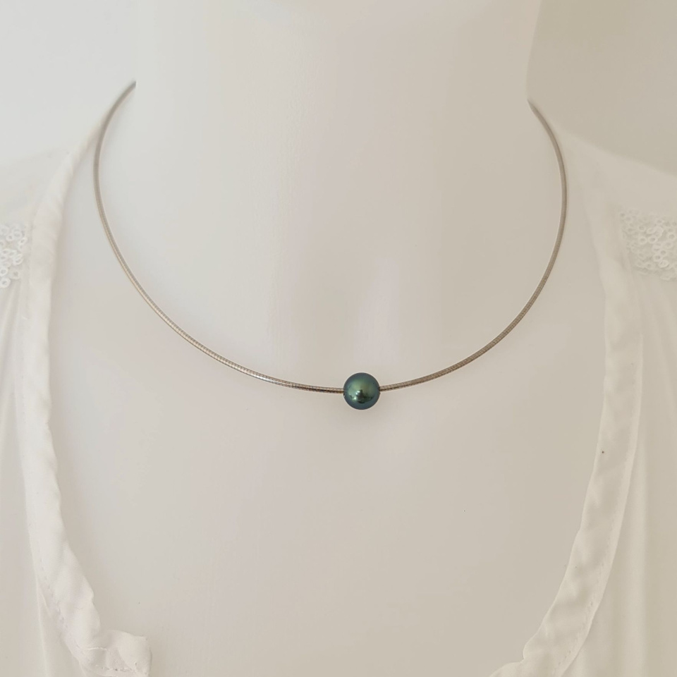 Atoll - Collier Argent Rhodié et Perle de Tahiti d'exception
