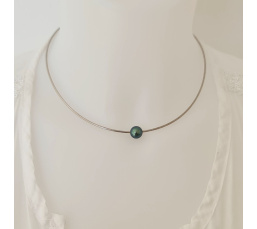 Atoll - Collier Argent Rhodié et Perle de Tahiti d'exception