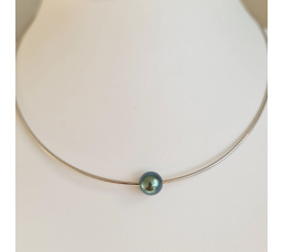 Atoll - Collier Argent Rhodié et Perle de Tahiti d'exception