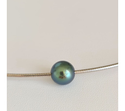 Atoll - Collier Argent Rhodié et Perle de Tahiti d'exception