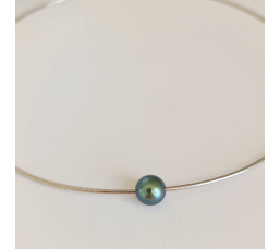 Atoll - Collier Argent Rhodié et Perle de Tahiti d'exception