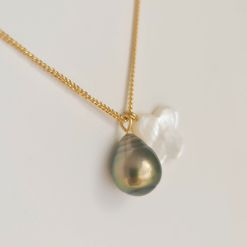 Chance - Collier Plaqué Or Haute qualité et Perle de Tahiti