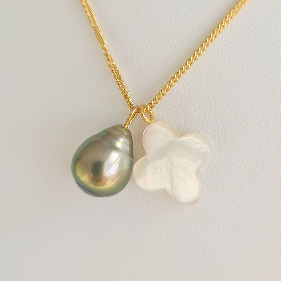 Chance - Collier Plaqué Or Haute qualité et Perle de Tahiti