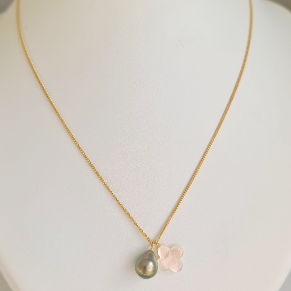 Chance - Collier Plaqué Or Haute qualité et Perle de Tahiti