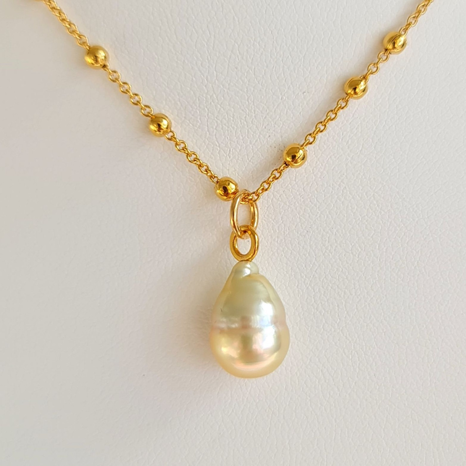 Soleil clair - Collier Plaqué Or Haute qualité et Perle des Mers du Sud