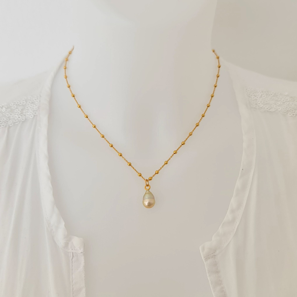 Soleil clair - Collier Plaqué Or Haute qualité et Perle des Mers du Sud