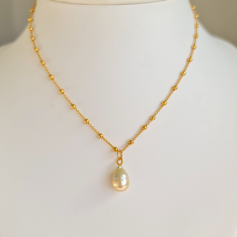 Soleil clair - Collier Plaqué Or Haute qualité et Perle des Mers du Sud