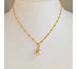 Soleil clair - Collier Plaqué Or Haute qualité et Perle des Mers du Sud