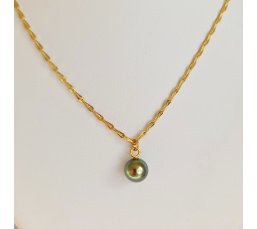 Epi Vert - Collier Plaqué Or Haute qualité et Perle de Tahiti d'exception