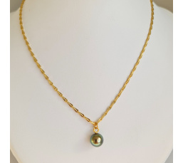 Epi Vert - Collier Plaqué Or Haute qualité et Perle de Tahiti d'exception