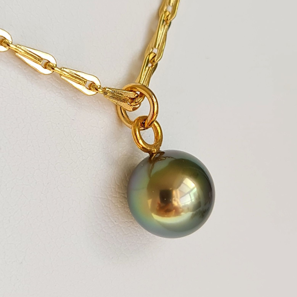 Epi Vert - Collier Plaqué Or Haute qualité et Perle de Tahiti d'exception