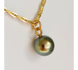 Epi Vert - Collier Plaqué Or Haute qualité et Perle de Tahiti d'exception