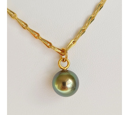 Epi Vert - Collier Plaqué Or Haute qualité et Perle de Tahiti d'exception