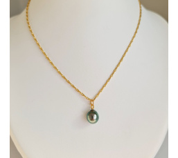 Epi Vert - Collier Plaqué Or Haute qualité et Perle de Tahiti d'exception