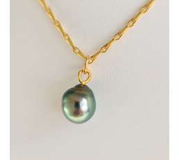 Epi Vert - Collier Plaqué Or Haute qualité et Perle de Tahiti d'exception