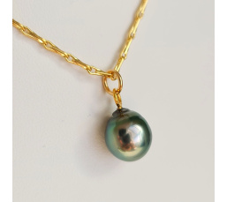 Epi Vert - Collier Plaqué Or Haute qualité et Perle de Tahiti d'exception