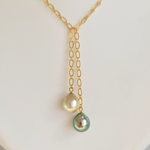 Toi&Moi Tupai - Collier Plaqué Or Haute qualité et Perles de Tahiti d'exception