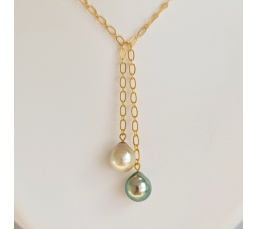 Toi&Moi Tupai - Collier Plaqué Or Haute qualité et Perles de Tahiti d'exception