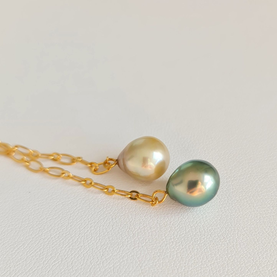 Toi&Moi Tupai - Collier Plaqué Or Haute qualité et Perles de Tahiti d'exception