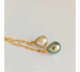 Toi&Moi Tupai - Collier Plaqué Or Haute qualité et Perles de Tahiti d'exception