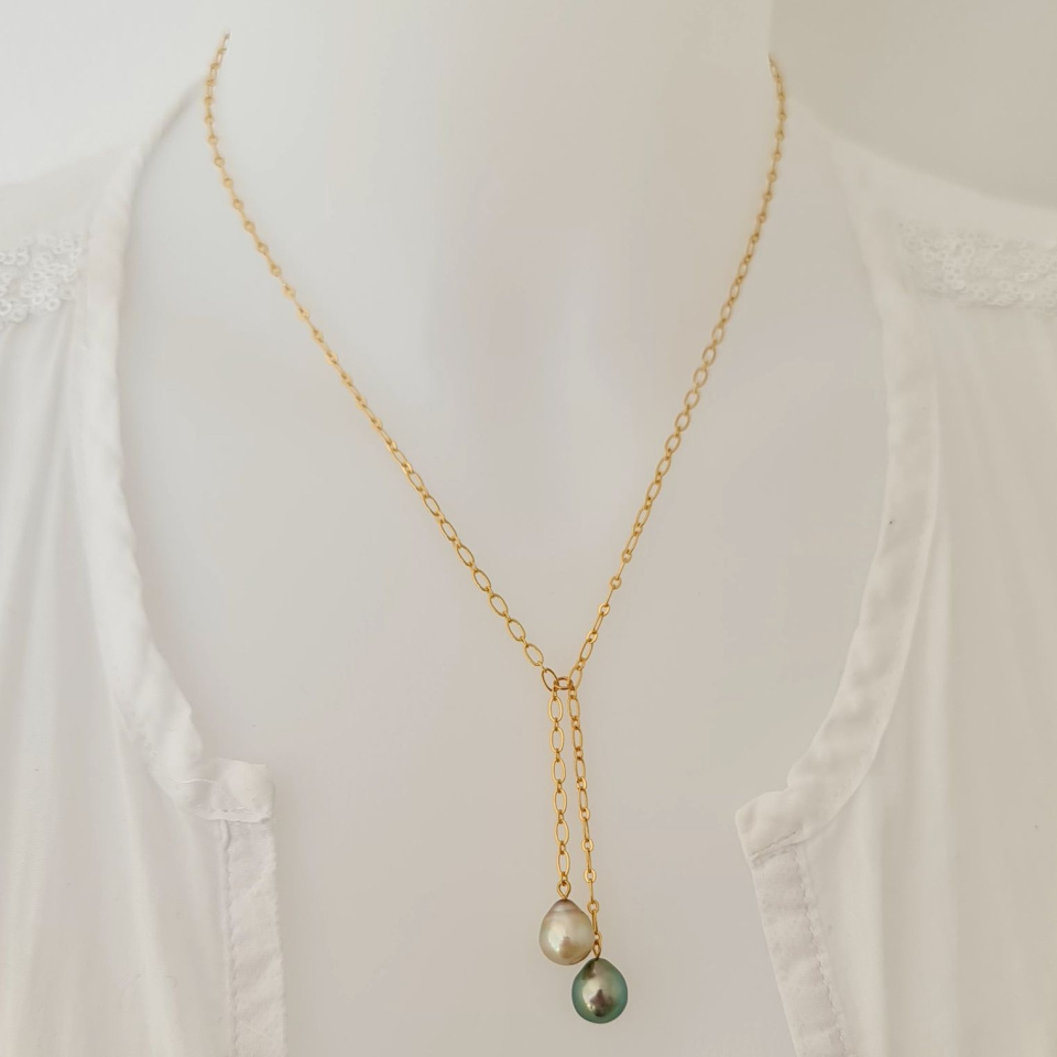 Toi&Moi Tupai - Collier Plaqué Or Haute qualité et Perles de Tahiti d'exception