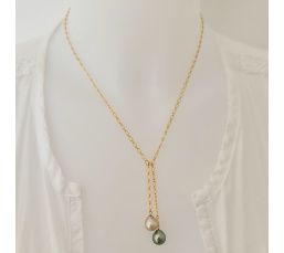 Toi&Moi Tupai - Collier Plaqué Or Haute qualité et Perles de Tahiti d'exception