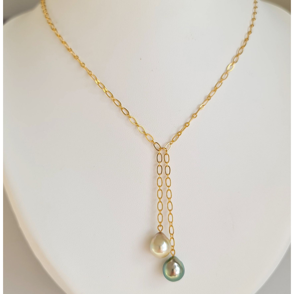 Toi&Moi Tupai - Collier Plaqué Or Haute qualité et Perles de Tahiti d'exception