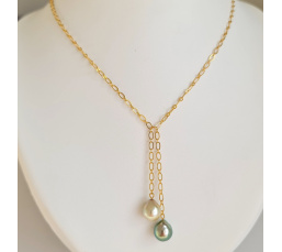 Toi&Moi Tupai - Collier Plaqué Or Haute qualité et Perles de Tahiti d'exception