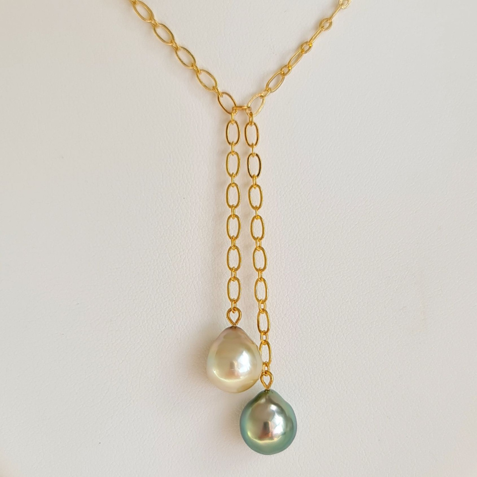 Toi&Moi Tupai - Collier Plaqué Or Haute qualité et Perles de Tahiti d'exception