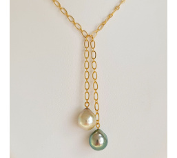 Toi&Moi Tupai - Collier Plaqué Or Haute qualité et Perles de Tahiti d'exception