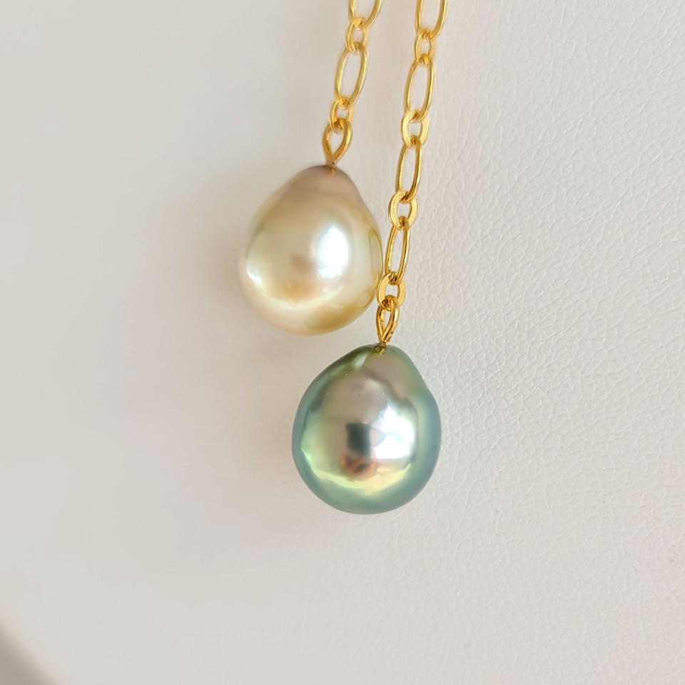 Toi&Moi Tupai - Collier Plaqué Or Haute qualité et Perles de Tahiti d'exception