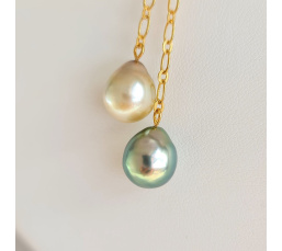 Toi&Moi Tupai - Collier Plaqué Or Haute qualité et Perles de Tahiti d'exception