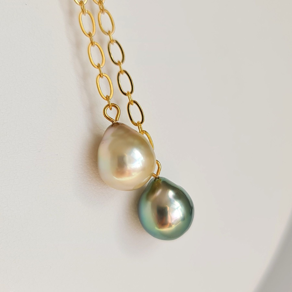 Toi&Moi Tupai - Collier Plaqué Or Haute qualité et Perles de Tahiti d'exception