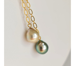 Toi&Moi Tupai - Collier Plaqué Or Haute qualité et Perles de Tahiti d'exception