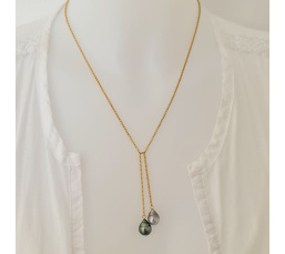 Toi&Moi Raivavae- Collier Plaqué Or Haute qualité et Perles de Tahiti d'exception