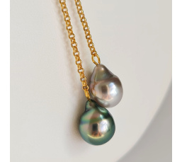 Toi&Moi Raivavae- Collier Plaqué Or Haute qualité et Perles de Tahiti d'exception