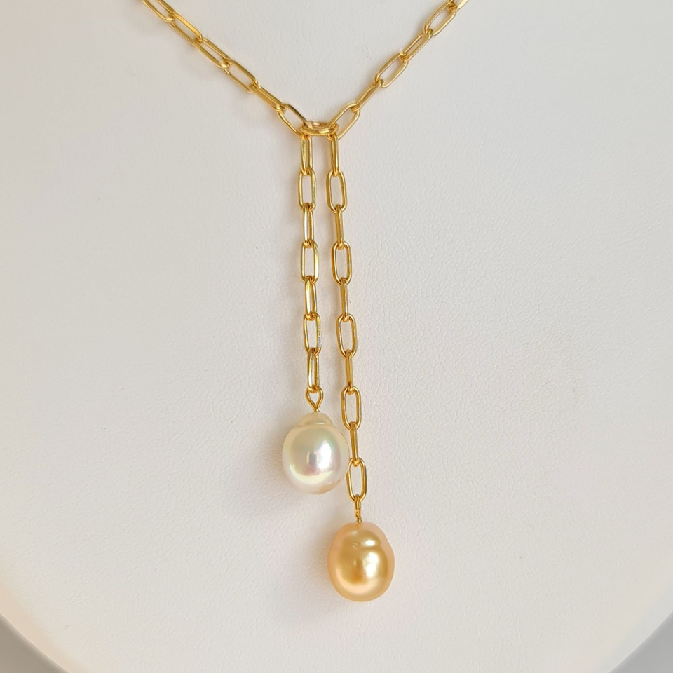 Perles de Raja Ampat - Collier Plaqué Or Haute qualité et Perles des Mers du Sud