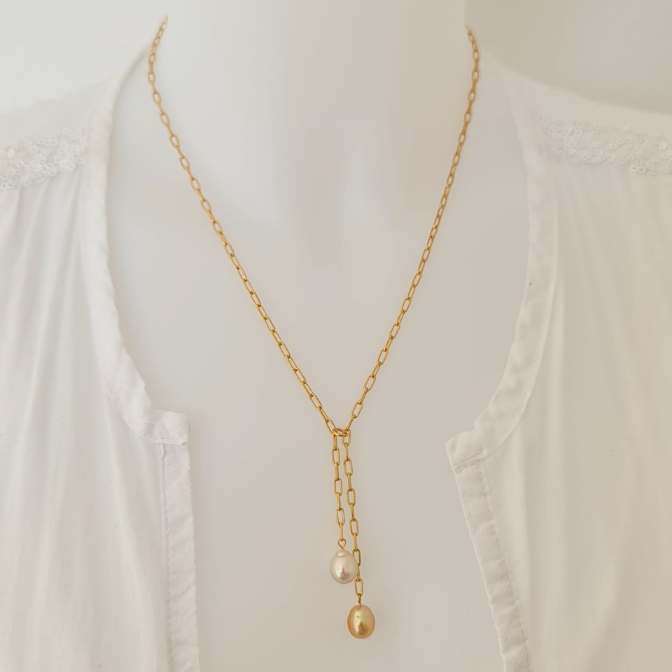 Perles de Raja Ampat - Collier Plaqué Or Haute qualité et Perles des Mers du Sud