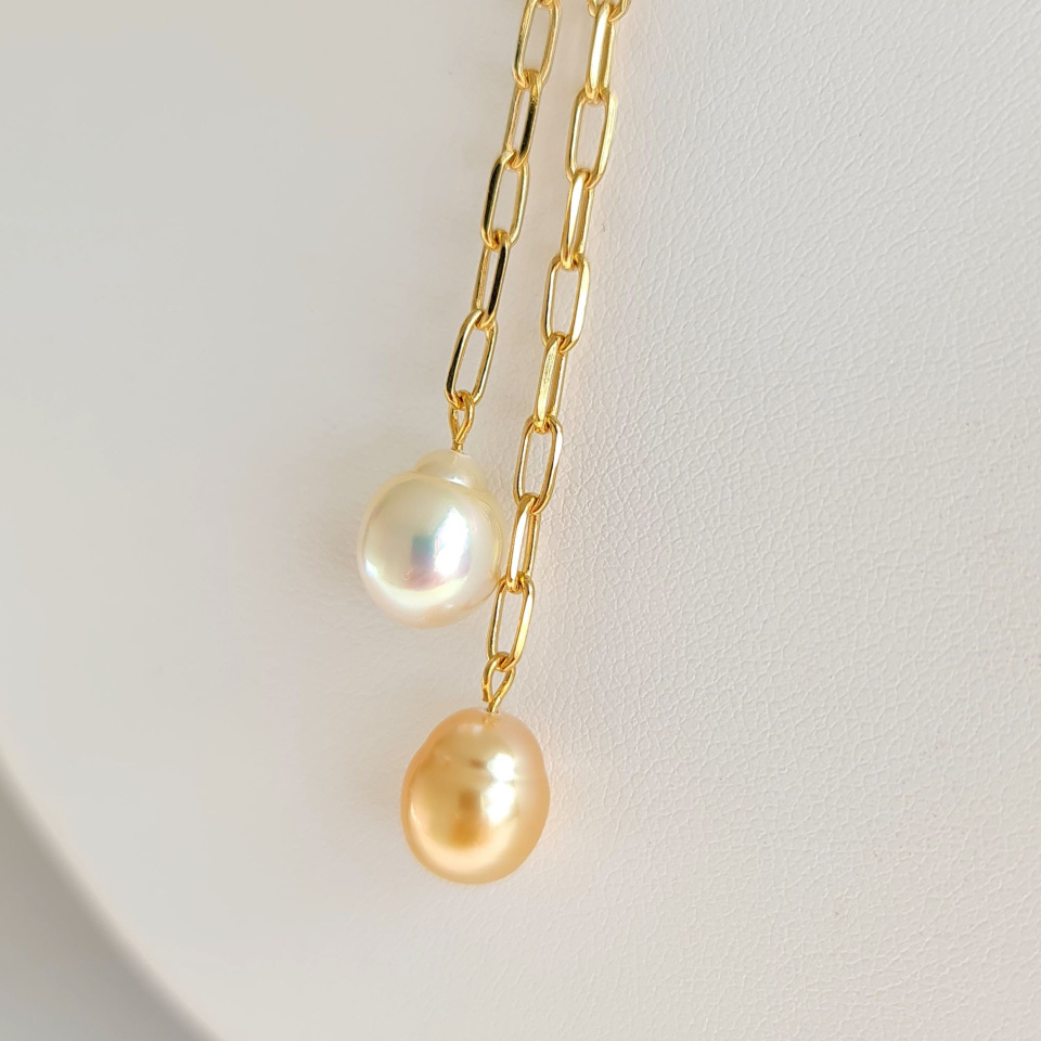 Perles de Raja Ampat - Collier Plaqué Or Haute qualité et Perles des Mers du Sud