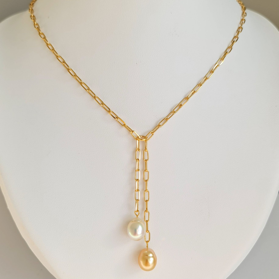 Perles de Raja Ampat - Collier Plaqué Or Haute qualité et Perles des Mers du Sud