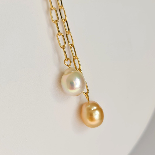 Perles de Raja Ampat - Collier Plaqué Or Haute qualité et Perles des Mers du Sud